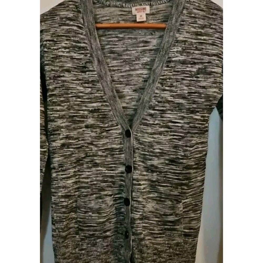 Mossimo Cardigan Sweater Womens Size XS Gray Heathered Cotton Blend Long Sleeve - Picture 2 of 5